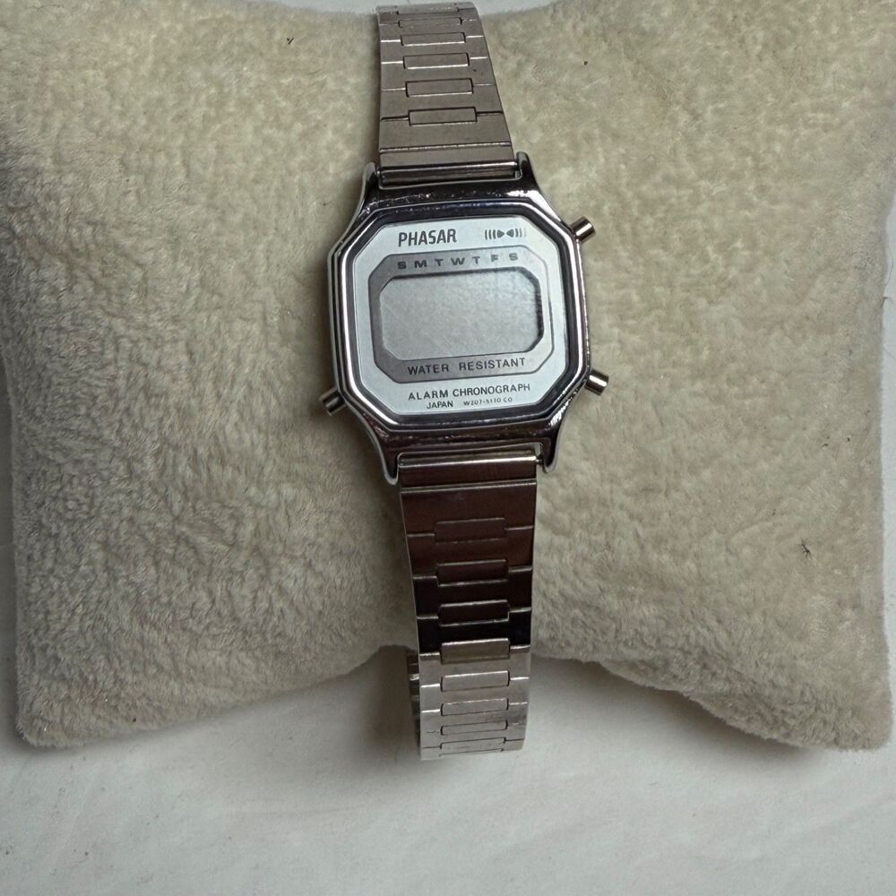Vintage Phasar W207-5170 Digital Alarm Chronograph Watch Japan Parts Repair